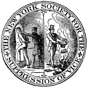 Logo de la New York Society for the Suppression of Vice, qui s'opposa à l'éditeur de Cummings