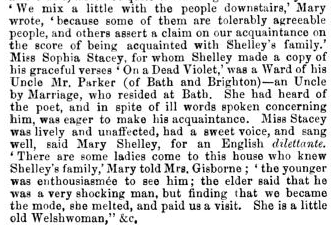 Sophia Stacey Mary Shelley Percy Shelley