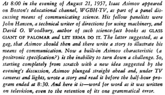 lire en ligne une nouvelle de science-fiction d'Asimov