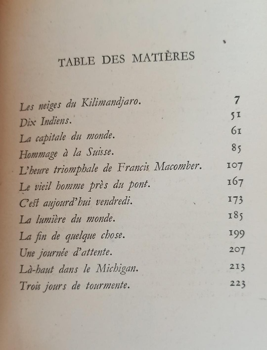 Sommaire Les neiges du Kilimandjaro Hemingway